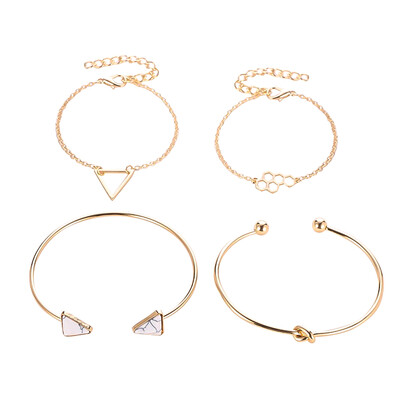 4 Pc Set Women Fashion Multi-Layer Triangle Opening Chain Bracelet Bangles Wristband
4 Pc Set Women Fashion Multi-Layer Triangle Opening Chain Bracelet Bangles Wristband