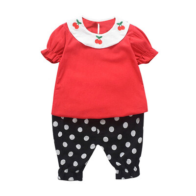 Summer Baby Girl Clothes Embroidery Cherry Print Short Sleeve T-shirt Blouse Dot Pants Casual Clothes
Summer Baby Girl Clothes Embroidery Cherry Print Short Sleeve T-shirt Blouse Dot Pants Casual Clothes