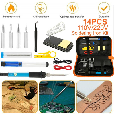 14PCS 110V220V 60W Adjustable Temperature Electric Welding Soldering Iron Tool Kit Adjustable Temperature
14PCS 110V220V 60W Adjustable Temperature Electric Welding Soldering Iron Tool Kit Adjustable Temperature