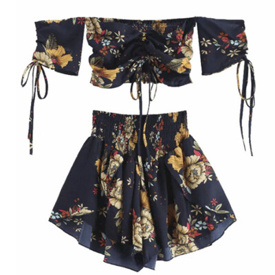 Summer Off Shoulder Cinched Floral Women Set Slash Neck Short Sleeves Crop Top High Waist Shorts Set
Summer Off Shoulder Cinched Floral Women Set Slash Neck Short Sleeves Crop Top High Waist Shorts Set