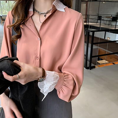 2019 New Autumn Fashion Lace Patchwork Long Sleeve Chiffon Blouse Office Lady Sweet 2XL Blouses 
2019 New Autumn Fashion Lace Patchwork Long Sleeve Chiffon Blouse Office Lady Sweet 2XL Blouses