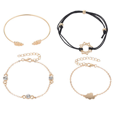 Individual Exquisite Crystal Leaves Cloud Sun Leather Chain Multilayer Bracelet For Women Girl Creative Gold Silver Bracelet Set
Individual Exquisite Crystal Leaves Cloud Sun Leather Chain Multilayer Bracelet For Women Girl Creative Gold Silver Bracelet Set