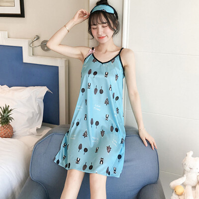 Ladies Sexy Silk Satin Printed Night Dress Sleeveless Nighties Nightgown Plus Size Nightdress Lace Sleepwear Nightwear For Women
Ladies Sexy Silk Satin Printed Night Dress Sleeveless Nighties Nightgown Plus Size Nightdress Lace Sleepwear Nightwear For Women