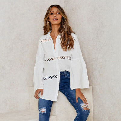 Sexy Womens V Neck Blouse Fashion Female Stitching Lace Blusas Femininas Autumn Puff Sleeve Shirts Oversized Tunic
Sexy Womens V Neck Blouse Fashion Female Stitching Lace Blusas Femininas Autumn Puff Sleeve Shirts Oversized Tunic