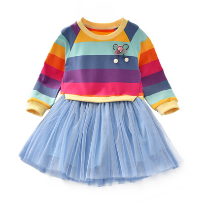 Autumn Casual Baby Girls Long Sleeve Rainbow Striped Pattern Patchwork Mesh Dress Kids Dresses
Autumn Casual Baby Girls Long Sleeve Rainbow Striped Pattern Patchwork Mesh Dress Kids Dresses