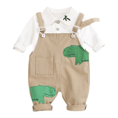 Baby Boy Clothes Kids Solid Color Shirts&Cartoon Dinosaur Print Strap Pants Autumn 2 pc Childrens Sets
Baby Boy Clothes Kids Solid Color Shirts&Cartoon Dinosaur Print Strap Pants Autumn 2 pc Childrens Sets
