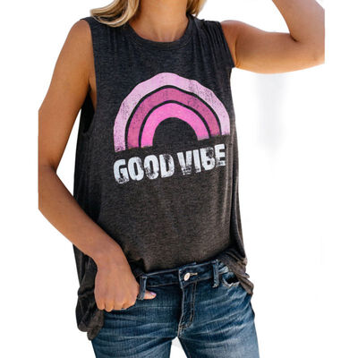 Camisole Female Round Neck Sleeveless Rainbow Print Wild Long Summer Fashion Simple Sexy Loose Letter Print Size
Camisole Female Round Neck Sleeveless Rainbow Print Wild Long Summer Fashion Simple Sexy Loose Letter Print Size