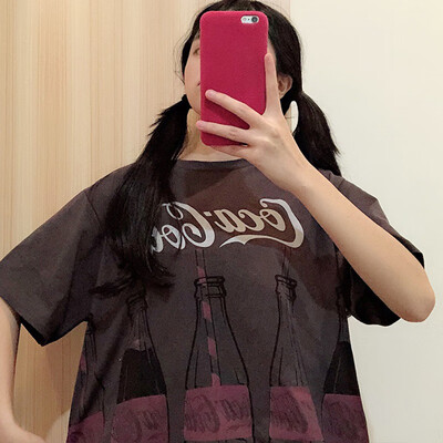 Womens Round casual summer tee shirt fashion tshirt hot sales 2019 girls cool Neck Cartoon Coke Print Short Sleeve Long T-Shirt
Womens Round casual summer tee shirt fashion tshirt hot sales 2019 girls cool Neck Cartoon Coke Print Short Sleeve Long T-Shirt