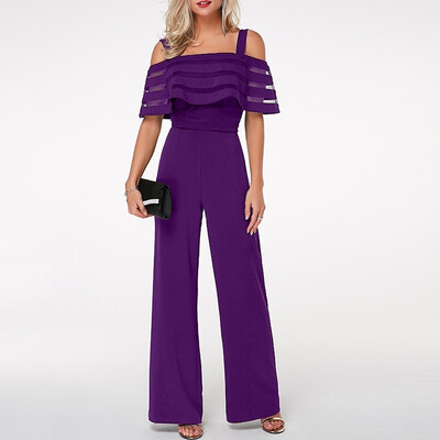 Womens High Waist Strappy Cold Shoulder Solid Color Overlay Embellished Wide Leg Jumpsuit Rompers
Womens High Waist Strappy Cold Shoulder Solid Color Overlay Embellished Wide Leg Jumpsuit Rompers