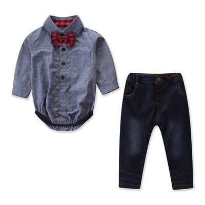 Newborn Baby Boy Clothes Set Infant Denim Pants Bow Tie Shirt Romper Pants Outfits Set 2019 Autumn Gentleman Baby Clothing
Newborn Baby Boy Clothes Set Infant Denim Pants Bow Tie Shirt Romper Pants Outfits Set 2019 Autumn Gentleman Baby Clothing