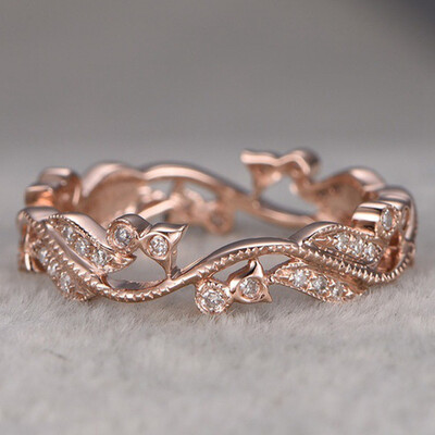Women Solid 18K Rose Gold Floral Ring Diamond Flower Lucky Vine Leaf Cocktail Jewelry Proposal Gift Rings
Women Solid 18K Rose Gold Floral Ring Diamond Flower Lucky Vine Leaf Cocktail Jewelry Proposal Gift Rings