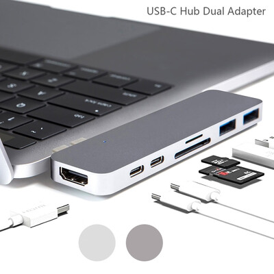 7in1 USB-C Hub Dual Type-C Multiport Card Reader Adapter 4K HDMI for MacBook Pro BBY
7in1 USB-C Hub Dual Type-C Multiport Card Reader Adapter 4K HDMI for MacBook Pro BBY