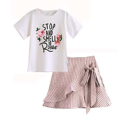 Children Girls Casual Skirt Dress Clothes Sets Summer Floral Print Short Sleeve T-shirtMini Striped Skirts Cute Suits 2Pcs
Children Girls Casual Skirt Dress Clothes Sets Summer Floral Print Short Sleeve T-shirtMini Striped Skirts Cute Suits 2Pcs