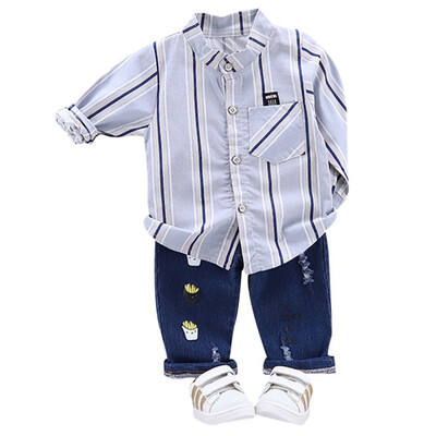 Baby Boys clothes Autumn Casual Set Long Sleeve Striped Print Shirt TopsCartoon Denim Pants Trouser Set Kids Clothes 2pcs
Baby Boys clothes Autumn Casual Set Long Sleeve Striped Print Shirt TopsCartoon Denim Pants Trouser Set Kids Clothes 2pcs