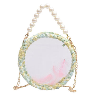 2019 summer new fashion feather pearl hand-woven transparent jelly bag portable chain shoulder Messenger bag
2019 summer new fashion feather pearl hand-woven transparent jelly bag portable chain shoulder Messenger bag