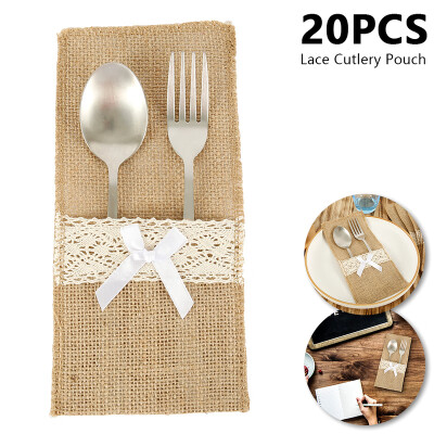 20Pcs Romantic Wedding Tableware Bag Burlap Lace Cutlery Pouch Knife Fork Holder Bag Hessian Jute Party Festival Decoration Bags
20Pcs Romantic Wedding Tableware Bag Burlap Lace Cutlery Pouch Knife Fork Holder Bag Hessian Jute Party Festival Decoration Bags