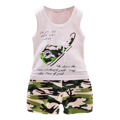 2PcsSet Summer Baby Boys SleevelessCotton Camouflage Shoes Print Tops Blouse VestShorts Casual Outfits Sets
2PcsSet Summer Baby Boys SleevelessCotton Camouflage Shoes Print Tops Blouse VestShorts Casual Outfits Sets