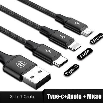 Baseus 3 in 1 USB Cable For Iphone X 8 7Micro USB Type-c Data Charger Cable for Samsung S9 S7 S6 Hua wei XiaoMi
Baseus 3 in 1 USB Cable For Iphone X 8 7Micro USB Type-c Data Charger Cable for Samsung S9 S7 S6 Hua wei XiaoMi
