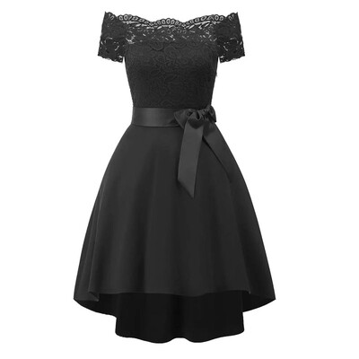 Classic Women Lace Dress Sexy Boat Neck Female Party Prom Front Short Back Long A-line Dress
Classic Women Lace Dress Sexy Boat Neck Female Party Prom Front Short Back Long A-line Dress