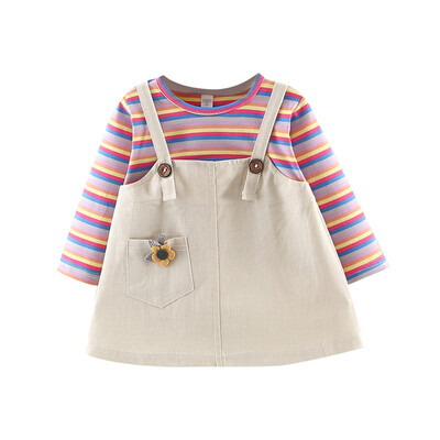 Children Girls Autumn Cute Stripes Print Fake Two Piece Bottoming Long Sleeved Sweet Princess Dress
Children Girls Autumn Cute Stripes Print Fake Two Piece Bottoming Long Sleeved Sweet Princess Dress