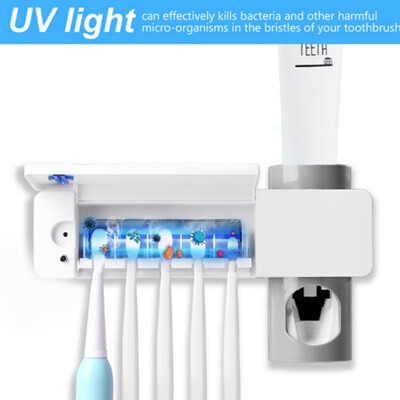 Automatic Toothpaste Dispenser Wall Mounted Electric UV Toothbrush Holder with 5 Toothbrush Sterilizer Slots
Automatic Toothpaste Dispenser Wall Mounted Electric UV Toothbrush Holder with 5 Toothbrush Sterilizer Slots
