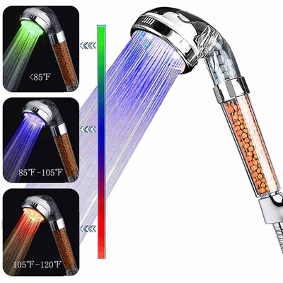 New Temperature Sensitive Discoloration LED High-Pressure Negative Ionic Filter Handheld Shower Head Bathroom Accessories
New Temperature Sensitive Discoloration LED High-Pressure Negative Ionic Filter Handheld Shower Head Bathroom Accessories