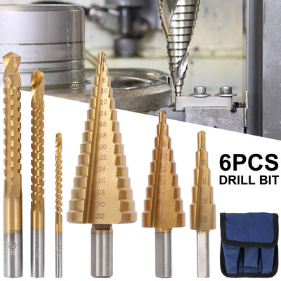 6Pcs HSS Steel Titanium Step Drill Bit Set 4-122032mm Metal Hole Cutter Wood Cone Core Drilling Hole Saw Tool368 Saw Drill
6Pcs HSS Steel Titanium Step Drill Bit Set 4-122032mm Metal Hole Cutter Wood Cone Core Drilling Hole Saw Tool368 Saw Drill