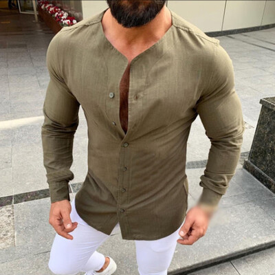 Mens T-shirt Button Down Long Sleeve Sports Casual Solid Color Simple Loose
Mens T-shirt Button Down Long Sleeve Sports Casual Solid Color Simple Loose
