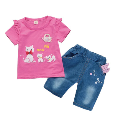 Summer Baby Girls Short Sleeve Animal Cat Print T-shirt TopsDenim Shorts Suits Casual Outfits Sets
Summer Baby Girls Short Sleeve Animal Cat Print T-shirt TopsDenim Shorts Suits Casual Outfits Sets