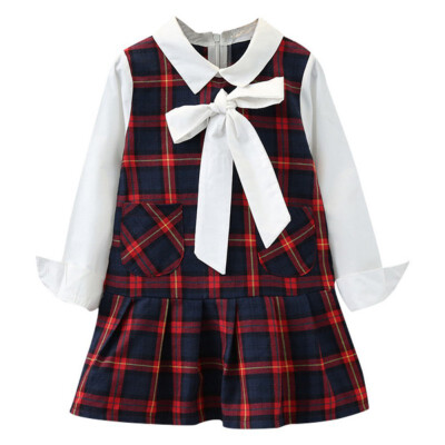 

Baby Girl Dress Autumn Baby Clothes Fashion Patchwork Plaid Print Long Sleeve Dress for Kids Toddler Girl Dress