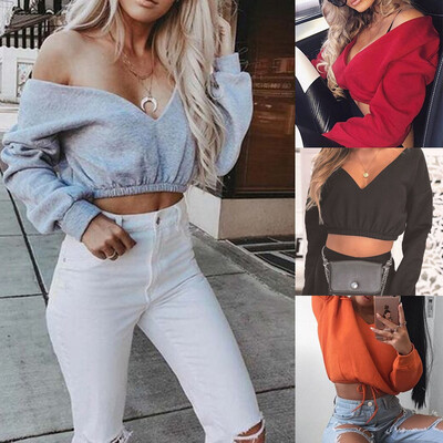 Women T Shirt Solid Crop Top For Women Long Sleeve Deep V-neck T-Shirt Spring Autumn Women t shirt 5 Colors
Women T Shirt Solid Crop Top For Women Long Sleeve Deep V-neck T-Shirt Spring Autumn Women t shirt 5 Colors
