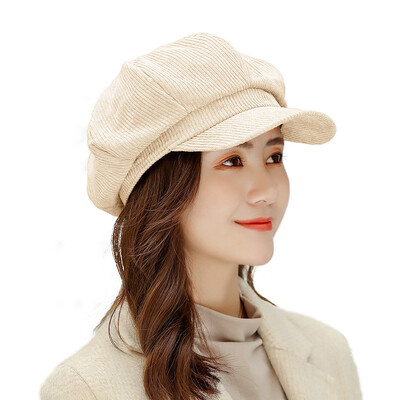 New Corduroy Korean Edition Ladys Striped Octagonal Cap Duck Tongue Cap British Retro Beret in Autumn&Winter of 2019
New Corduroy Korean Edition Ladys Striped Octagonal Cap Duck Tongue Cap British Retro Beret in Autumn&Winter of 2019