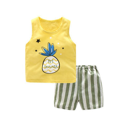 2018 Summer Kid Clothing Casual Yellow Pineapple Letter Print VestStriped Shorts 2pcs Child Clothes Suit Hot Children Clothes
2018 Summer Kid Clothing Casual Yellow Pineapple Letter Print VestStriped Shorts 2pcs Child Clothes Suit Hot Children Clothes