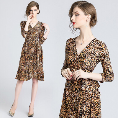Leopard printing Ruffle 2018 Autumn Women Casual Fashion Slim Sexy Vestidos European Office Party Vintage Dress
Leopard printing Ruffle 2018 Autumn Women Casual Fashion Slim Sexy Vestidos European Office Party Vintage Dress