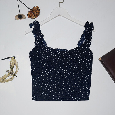 Womens V Neck Sleeveless Dot Print Ruffles Chiffon Tank Top
Womens V Neck Sleeveless Dot Print Ruffles Chiffon Tank Top