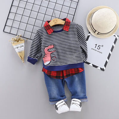 Baby Boy Clothes Spring Autumn Casual Baby Boy Long Sleeve Striped Cartoon Printing Top And Trousers Kids Two-piece Outfit Set
Baby Boy Clothes Spring Autumn Casual Baby Boy Long Sleeve Striped Cartoon Printing Top And Trousers Kids Two-piece Outfit Set