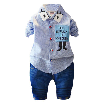 2 Piece Clothing Set Long Cute Sleeve Cartoon Stripe Shirt Denim Pants Trouser Set Casual Suit Toddler Boy Outfit Set
2 Piece Clothing Set Long Cute Sleeve Cartoon Stripe Shirt Denim Pants Trouser Set Casual Suit Toddler Boy Outfit Set