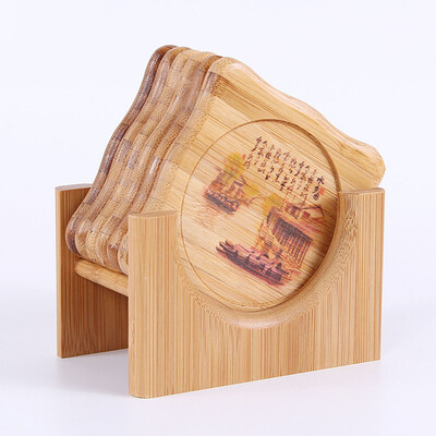 Tea Coaster Anti-skid Bamboo Tea Ceremony Coffee Insulation Mat Six-piece Suit