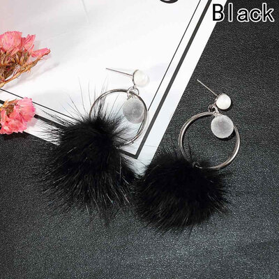 Earrings Ear Dangle Jewelry Women Fashion Unique Soft Fur Ball Long