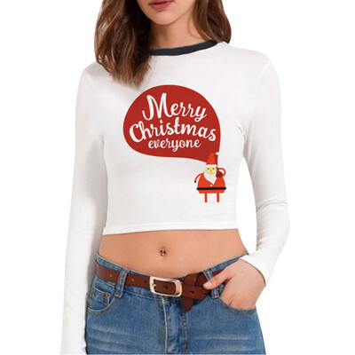 Christmas T-shirt Santa Claus Christmas Tree Print Multiple Choices Long-Sleeve Cropped tshirt New Hot Women Clothes
Christmas T-shirt Santa Claus Christmas Tree Print Multiple Choices Long-Sleeve Cropped tshirt New Hot Women Clothes