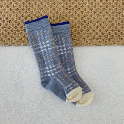 Baby Socks Baby Girl Cute Socks Plaid Print Cotton Long Kids Socks