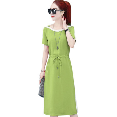 Casual Summer Dress For Women Short Sleeve O Neck Patchwork Dresses Fashion Lace Up Female A-line Dress Knee-Length Vestido
Casual Summer Dress For Women Short Sleeve O Neck Patchwork Dresses Fashion Lace Up Female A-line Dress Knee-Length Vestido