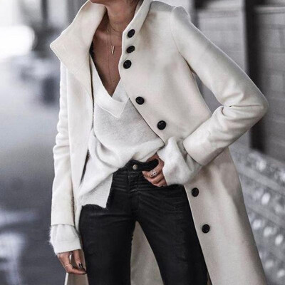 Women Coat Solid Color High Neckline Turn-down Collar Button Long Sleeve Elegant Autumn Winter Jacket
Women Coat Solid Color High Neckline Turn-down Collar Button Long Sleeve Elegant Autumn Winter Jacket