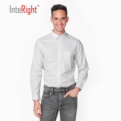 INTERIGHT cloud finishing stripes men casual shirt blue bar 40 yards