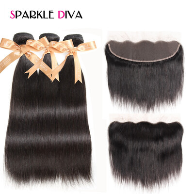 Sparkle Diva Hair Brazilian Straight Lace Frontal Closure With Bundles 4 Pcs Virgin Human Hair Weave 3 Bundles With Closure
Sparkle Diva Hair Brazilian Straight Lace Frontal Closure With Bundles 4 Pcs Virgin Human Hair Weave 3 Bundles With Closure