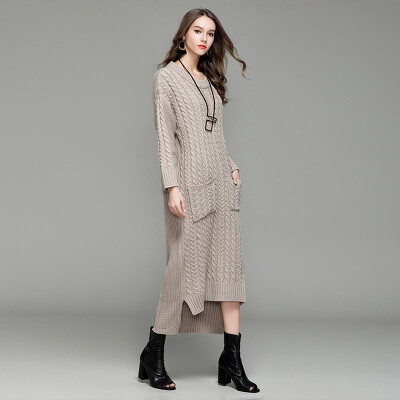 2017 autumn and winter new twist flower plus long sets of sweaters women woven dress
2017 autumn and winter new twist flower plus long sets of sweaters women woven dress