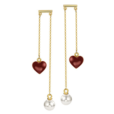 Shin Kong jewelry long red heart temperament simple imitation pearl personalized earrings wine red + white
Shin Kong jewelry long red heart temperament simple imitation pearl personalized earrings wine red + white