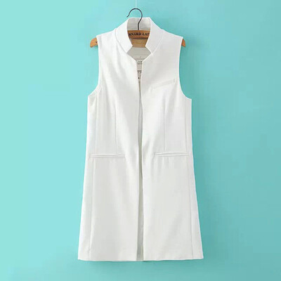2017 European autumn women's new fashion handsome long three-color vest after the split design vest
2017 European autumn women's new fashion handsome long three-color vest after the split design vest