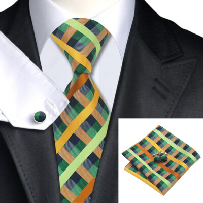 N-1063 Vogue Men Silk Tie Set Green Plaid Necktie Handkerchief Cufflinks Set Ties For Men Formal Wedding Business wholesale
N-1063 Vogue Men Silk Tie Set Green Plaid Necktie Handkerchief Cufflinks Set Ties For Men Formal Wedding Business wholesale