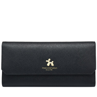 Scarecrow MEXICAN wallet female long section thin simple leather Korean version of the three fold multi-card position buckle clutch MXD30830L-01 black
Scarecrow MEXICAN wallet female long section thin simple leather Korean version of the three fold multi-card position buckle clutch MXD30830L-01 black